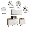 Ver imagem 4 de Conjunto Cozinha Compacta Andreia 3 Portas MDP 120cm Amêndoa e Branco AJL Moveis