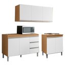 Ver imagem 2 de Conjunto Cozinha Compacta Andreia 3 Portas MDP 120cm Amêndoa e Branco AJL Moveis