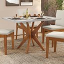 Ver imagem 5 de Conjunto Sala de Jantar com Tampo de Vidro Donna 4 Cadeiras Gaia Courino Preto/Mel Marrom/Off White