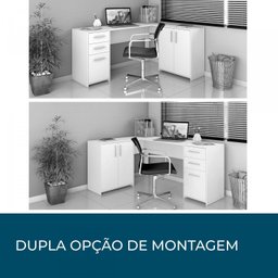 Mesa de Escritório em L 2 Gavetas 3 Portas Office Nt 2005  - 8