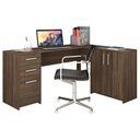 Ver imagem 3 de Escrivaninha Mesa Escritório em L Office Nt 2005 2 Gavetas 3 Portas 157cm Nogal Trend Marrom
