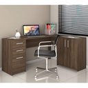 Ver imagem 1 de Escrivaninha Mesa Escritório em L Office Nt 2005 2 Gavetas 3 Portas 157cm Nogal Trend Marrom