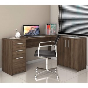 Mesa de Escritório em L 2 Gavetas 3 Portas Office Nt 2005 