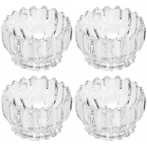 Jogo 4 Tigelas Mini Bowl Vidro Cristal 11x7cm Geneva Wolff Servir Sobremesa Molhos Petiscos Doces