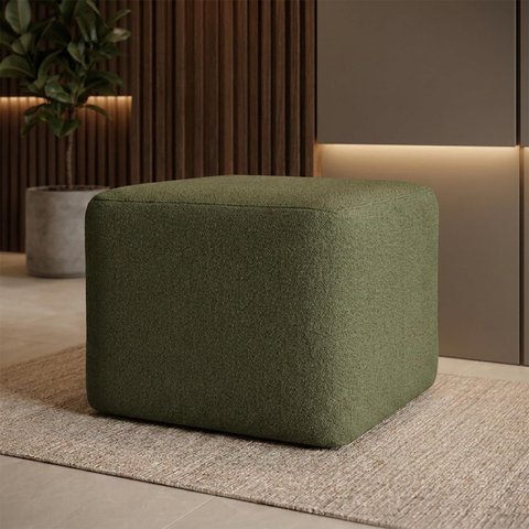 Puff Retangular Decorativo para Sala Orgânico Confortável e Reforçado Bouclé