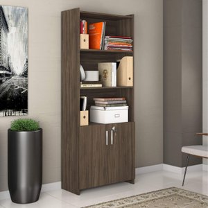 Armário para Escritório Semi-Aberto 2 Portas com Chave 