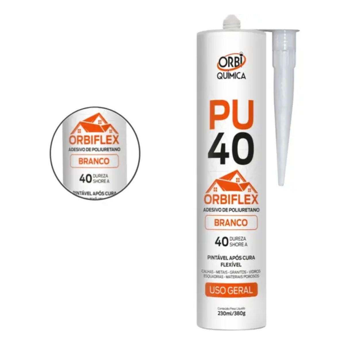 Kit 6 Cola Pu 40 Flex Silicone Selante 380g Orbi Branco - 2