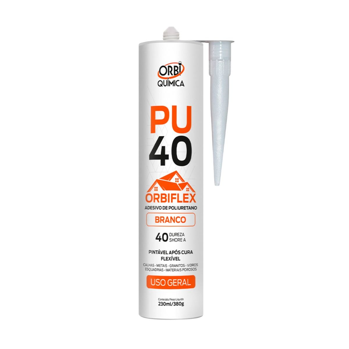 Kit 6 Cola Pu 40 Flex Silicone Selante 380g Orbi Branco - 4