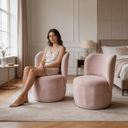 Ver imagem 5 de Kit 2 Poltronas Lia Compacta Orgânica Bouclé Moderna Confortável Sala Espera Recepção Consultório Ha