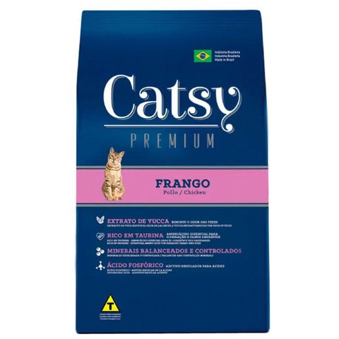Ração Catsy Premium para Gatos Adultos Sabor Frango 25kg