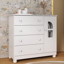 Ver imagem 1 de Cômoda Infantil 95cm 1 Porta com Vidro e 4 Gavetas Nina Multimóveis Mp4505 Branco