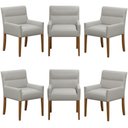 Ver imagem 4 de Kit 6 Cadeiras para Mesa de Jantar Angel Base Madeira Corano Fendi - Nexta Casa