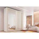 Ver imagem 1 de Guarda Roupa Solteiro 2 Portas de Correr (1 Ripada e 1 C/ Espelho) e 4 Gavetas Lugano Off White -