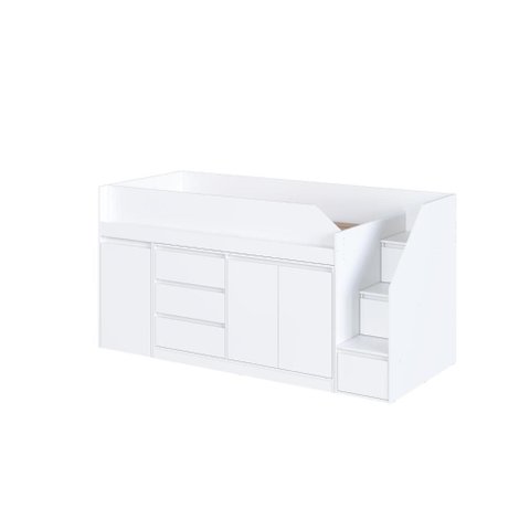 Cama com Estação de Trabalho e Balcão Branco - Completa Móveis
