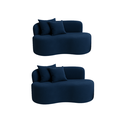 Ver imagem 1 de Kit 02 Sofá Decorativo Curvo Orgânico Nature Gaia Veludo Azul Marinho - Montanaris Decor