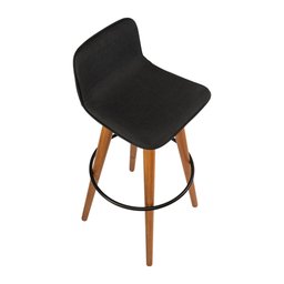 Kit 4 Banquetas Altas Luxo Versatil Aço Preto Linho Preto Base Carvalho - 4