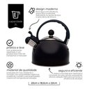 Ver imagem 2 de Chaleira Inox com Apito 2 Litros Mimo Style Alça Termica - Preto