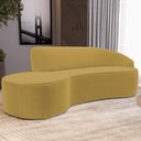 Ver imagem 2 de Sofá 3 Lugares Curvo Sala de Estar Living Firenze Direito D02 Veludo Mostarda 180 cm C-279 - Lyam