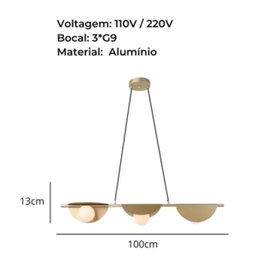 Pendente 3 Bolas Vidro Mesa Jantar Sinuca Escritório Cacau:branco Fosco - 3