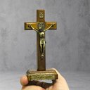 Ver imagem 4 de Crucifixo Cruz Medalha São Bento Foi por Você Parede e Mesa 12 Cm