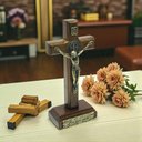 Ver imagem 3 de Crucifixo Cruz Medalha São Bento Foi por Você Parede e Mesa 12 Cm