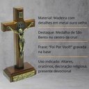 Ver imagem 2 de Crucifixo Cruz Medalha São Bento Foi por Você Parede e Mesa 12 Cm
