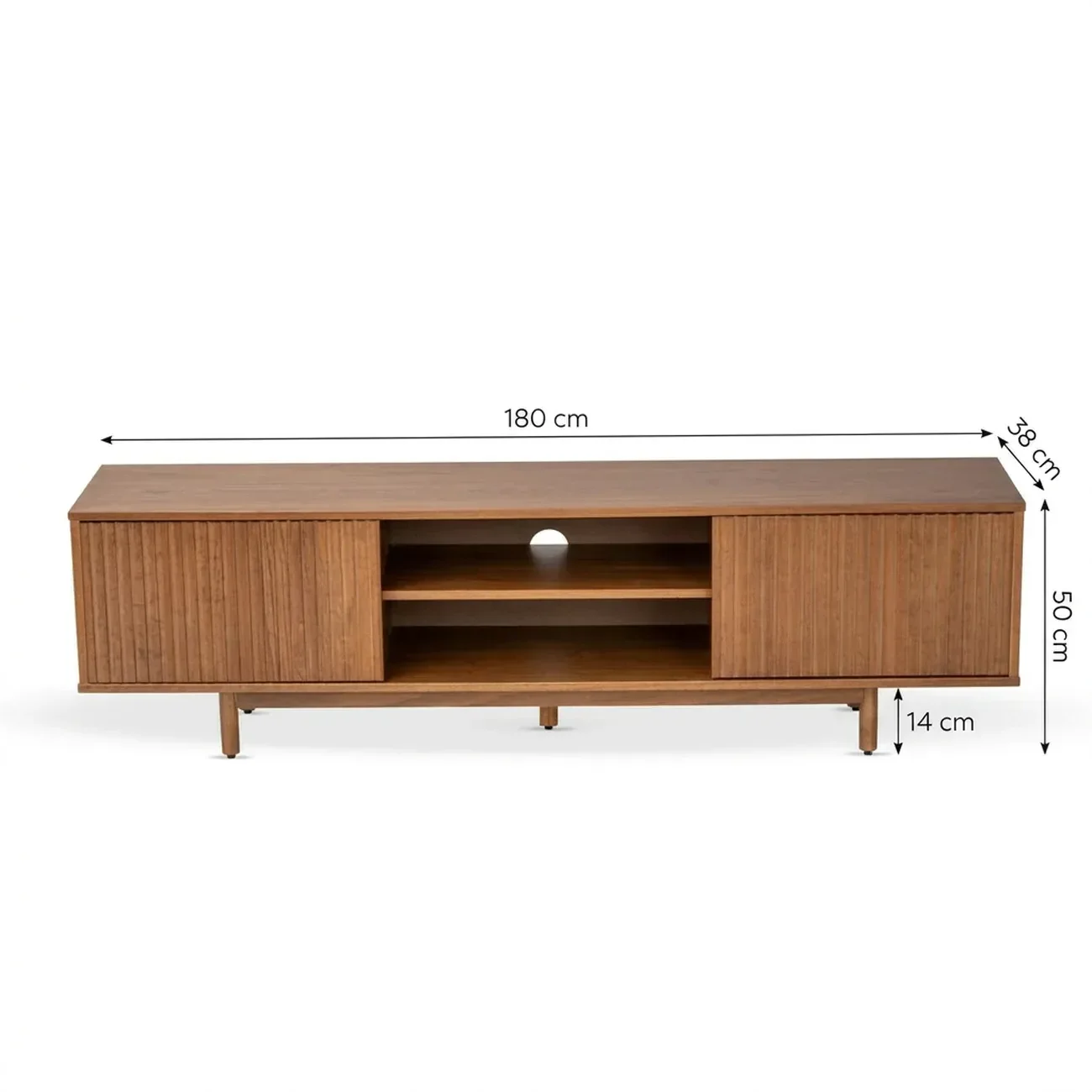 Ver imagem 3 de Rack Ripado para TV até 65 Polegadas em MDF/Madeira Maciça 180cm Rischio Cappuccino