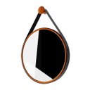 Ver imagem 4 de Espelho Decorativo Redondo 60 Cm para Quarto Cozinha Sala Aro Cobre Couro Preto