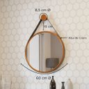 Ver imagem 2 de Espelho Decorativo Redondo 60 Cm para Quarto Cozinha Sala Aro Cobre Couro Preto