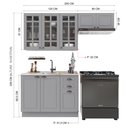 Ver imagem 3 de Cozinha Modulada 3 Peças Balcão sem Tampo Armário Aéreo com Vidro 100% MDF com Rodapé Bari Cinza/Titanio Fosco