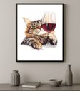 Ver imagem 1 de Quadro Decorativo Vinho - Gato com Taça 24x18cm:moldura Preta