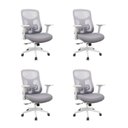 Ver imagem 2 de Kit com 4 Cadeiras Office Diretor Ajustavel e Ergonomica com Nr 17 Everest Cinza/Gelo