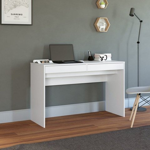 Escrivaninha Mesa para Computador 2 Gavetas 120cm Branca