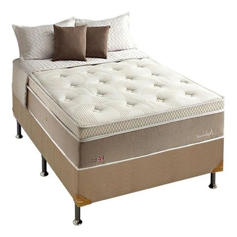 COJUNTO BOX + COLCHÃO HERVAL DIPLOMAT MOLAS MAXSPRING CASAL 138X188X79