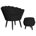 Ver imagem 1 de Jogo Poltrona Estofada Com 1 Puff Pés Palito Clínica Pétala Suede Preto - LM DECOR
