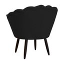 Ver imagem 3 de Jogo Poltrona Estofada Com 1 Puff Pés Palito Clínica Pétala Suede Preto - LM DECOR