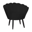 Ver imagem 2 de Jogo Poltrona Estofada Com 1 Puff Pés Palito Clínica Pétala Suede Preto - LM DECOR