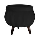 Ver imagem 4 de Jogo Poltrona Estofada Com 1 Puff Pés Palito Clínica Pétala Suede Preto - LM DECOR