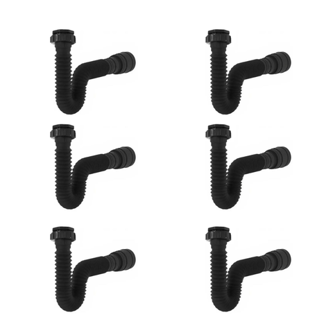 Kit 6 Sifão Sanfonado Preto Cozinha Pia Banheiro Tanque Universal Abs Premium