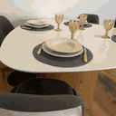Ver imagem 3 de Mesa de Jantar Orgânica 160x140cm Tampo Laca Branca Base Freijó Personal Moveis Design Mesa de Janta