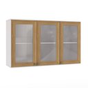 Ver imagem 1 de Armário Aéreo Celeste Kappesberg 100% Mdf 3 Portas com Vidro Branco/nogueira 120cm