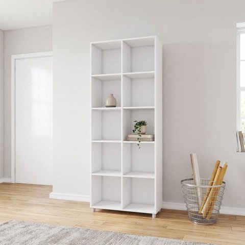 Estante para Livros 10 Nichos Caracol 186x74cm Branco