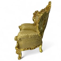 Par de Poltronas Clássicas Amarelo com Dourado - 6