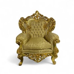 Par de Poltronas Clássicas Amarelo com Dourado - 4