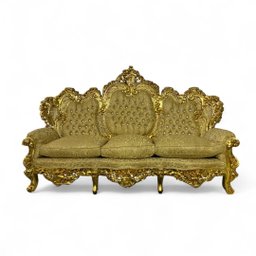 Par de Poltronas Clássicas Amarelo com Dourado - 3