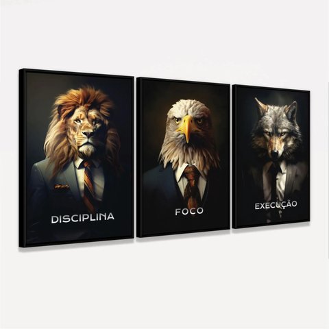 Quadros Decorativos Trio Disciplina Foco Execução Premium