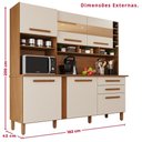 Ver imagem 5 de Cozinha Amanda com Espelho 6 Portas 2 Gavetas MDF-MDP 182cm Cinamomo e Arenas Tudo de Móveis