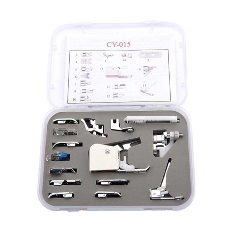 Kit de Calcador Sapata com 15 Peças Máquina de Costura Doméstica - 66001