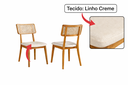 Ver imagem 6 de Conjunto Sala de Jantar 6 Lugares Oslo Mesa e Cadeiras Organicas Madeira Maciça Linho Creme