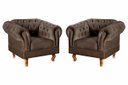 Ver imagem 1 de Kit 2 Poltronas Decorativas Capitonê Chesterfield Dom Pedro - Veludo Marrom
